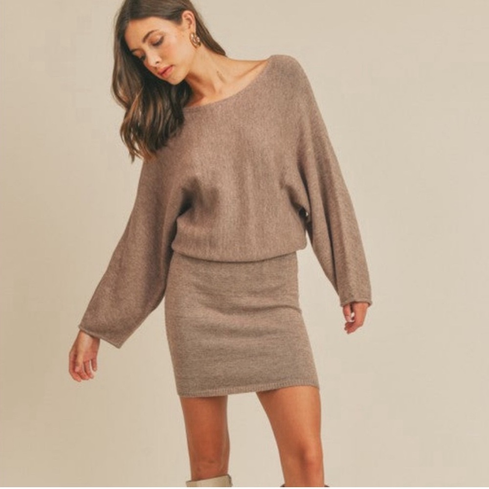 Lush long sleeve sweater dress in latte -  size small.
